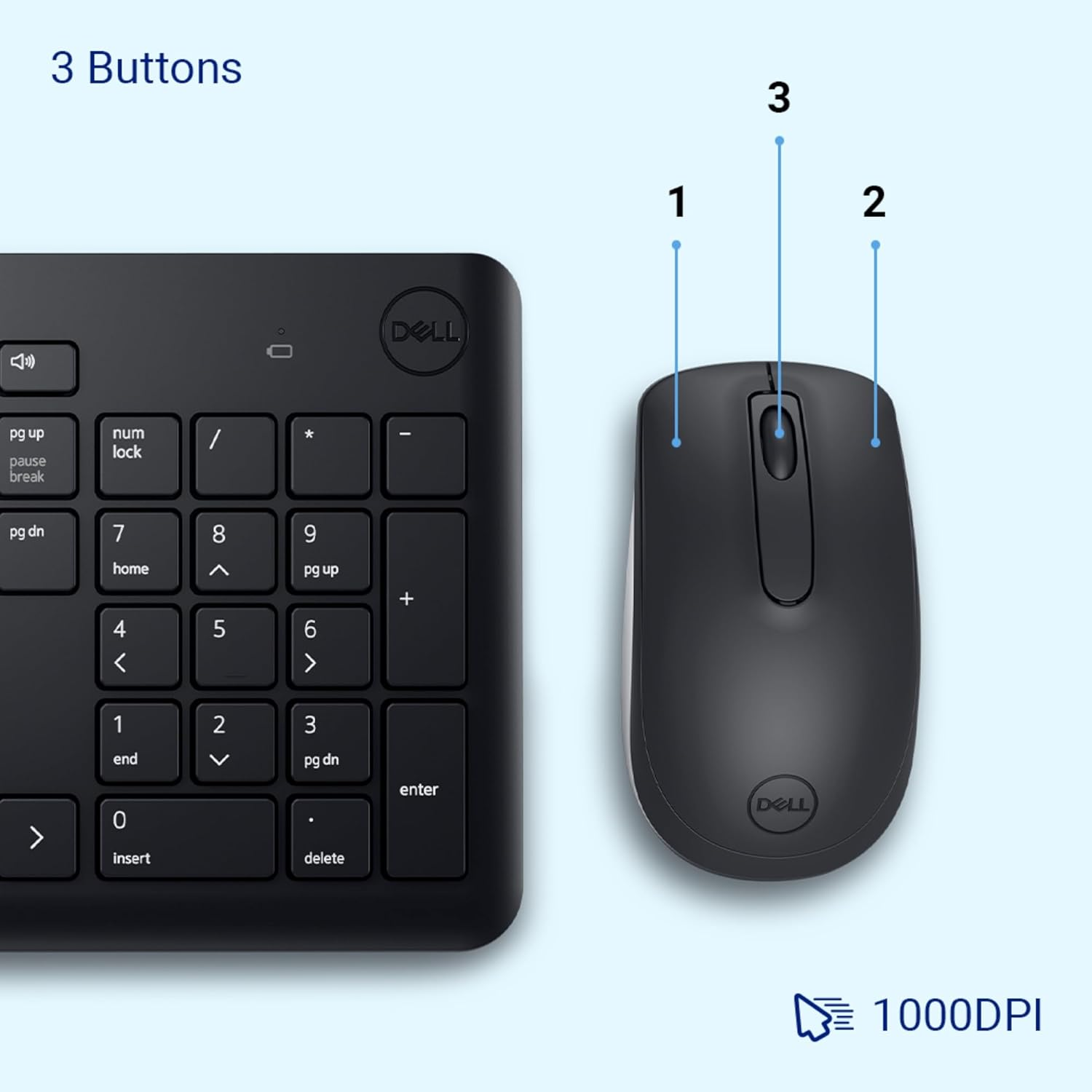 Dell KM3322W Wireless Keyboard and Mouse Combo - Image 2