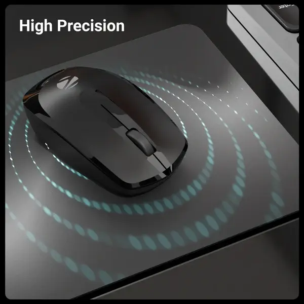 ZEBRONICS Wireless Mouse, 2.4GHz, 3200 DPI, 3 Buttons, Comfortable & Ergonomic, USB Nano Receiver, Power-Saving Mode, Works on Most Surfaces, for Mac | Laptop | Computer (Freego, Black) - Image 4